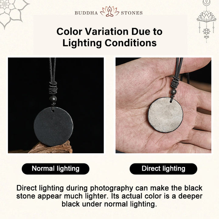 Naszyjnik z Buddha Stones w kształcie koła, prosty design, autentyczny wisiorek z kamieniem szungitowym - image 4