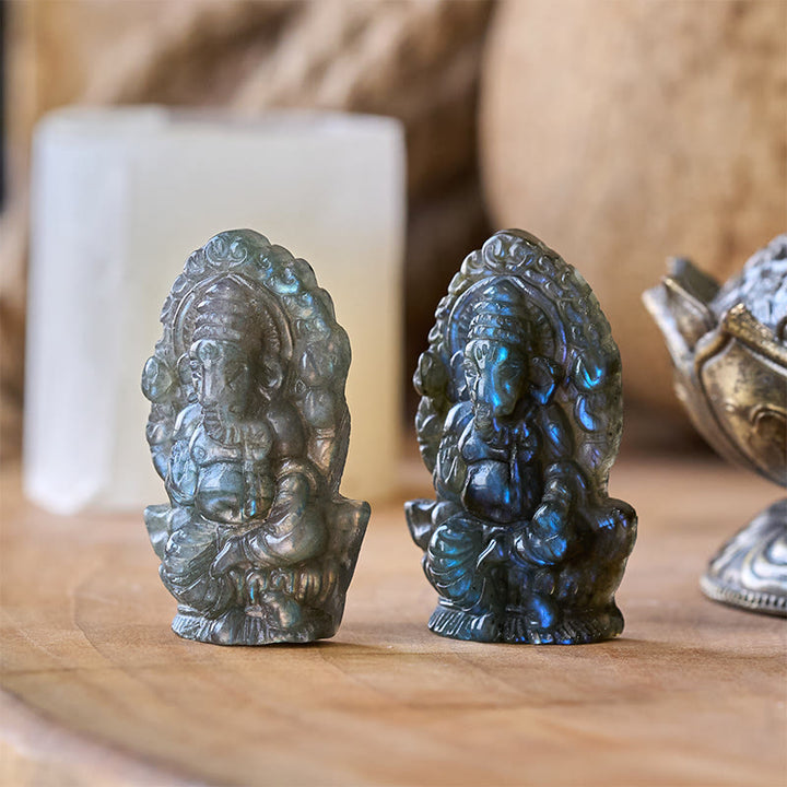 Buddha Stones Figurka słonia Ganesh Ganpati z labradorytu, uzdrawiająca statua do domu - Ganesh 4,7*2,7*1,3 cm (tylko jedna dekoracja) - image 0