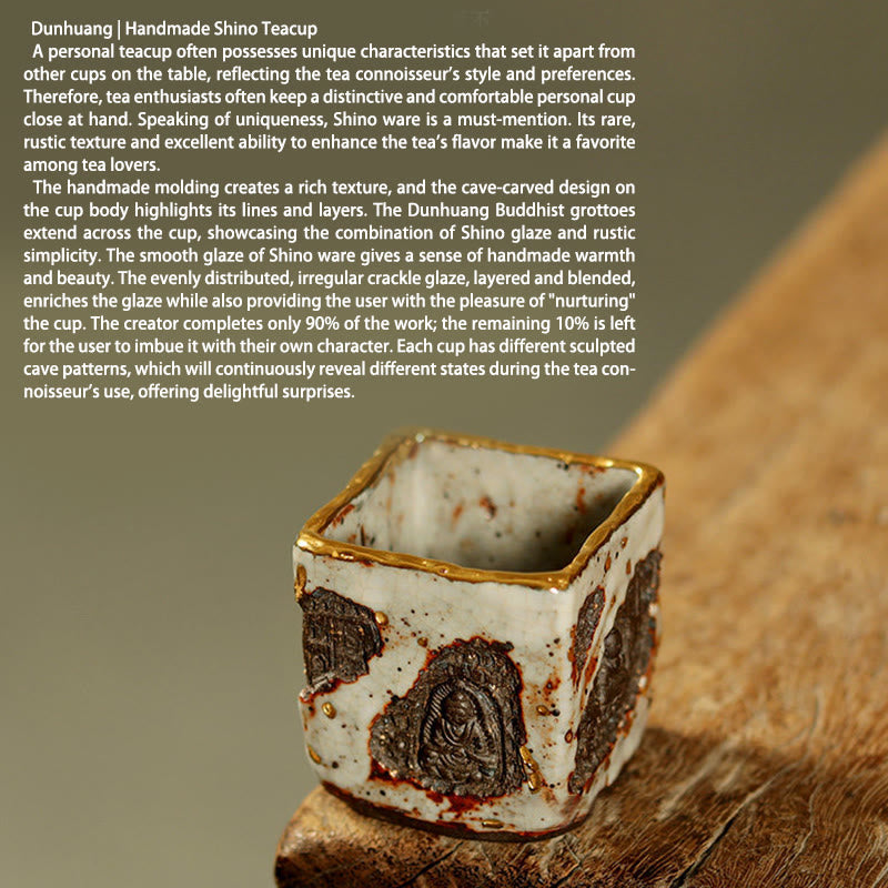 Buddha Stones Ręcznie malowana ceramiczna filiżanka do herbaty Kung Fu z motywem Buddy Dunhuang Shino - image 4