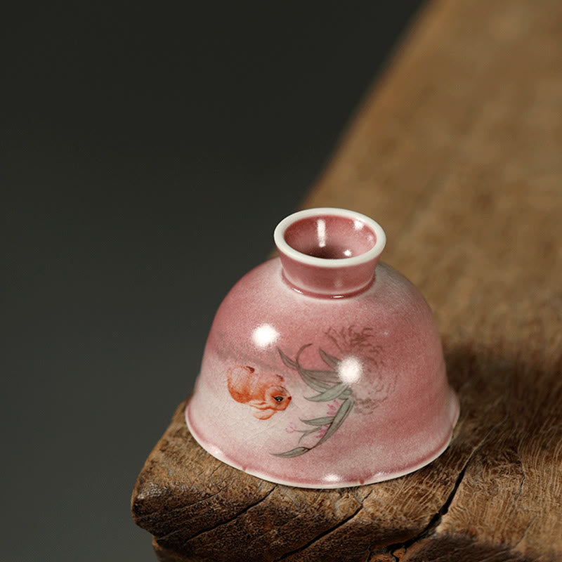Buddha Stones Ręcznie malowana ceramiczna filiżanka do herbaty Kung Fu z motywem królika i orchidei w kształcie begonii, 75 ml - image 11