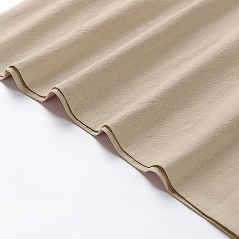 Buddha Stones Letnia, swobodna męska koszulka z bawełny i lnu z okrągłym dekoltem i krótkim rękawem - image 5