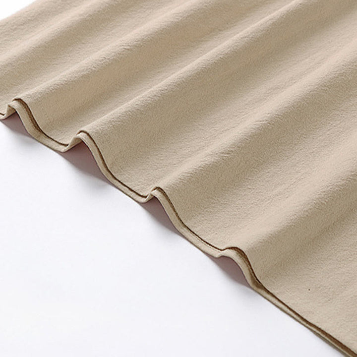 Buddha Stones Letnia, swobodna męska koszulka z bawełny i lnu z okrągłym dekoltem i krótkim rękawem - image 5