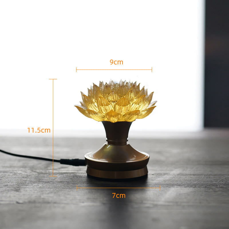 Buddha Stones Lotus Liuli Szkło Miedź Mosiądz Nowy Początek Dekoracja Domu - Podstawa z miedzi i mosiądzu w kolorze złotego lotosu (9*11,5*7 cm) - Wtyczka - image 30