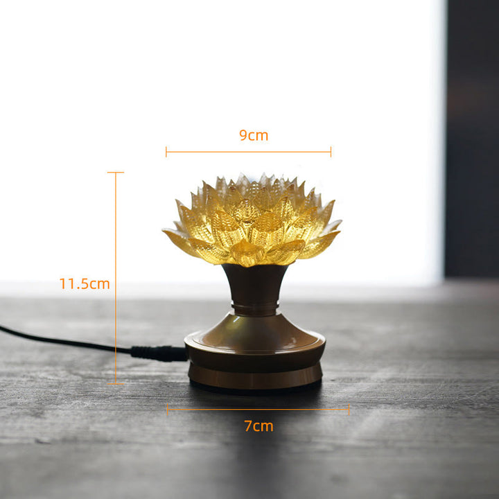 Buddha Stones Lotus Liuli Szkło Miedź Mosiądz Nowy Początek Dekoracja Domu - Podstawa z miedzi i mosiądzu w kolorze złotego lotosu (9*11,5*7 cm) - Wtyczka - image 30