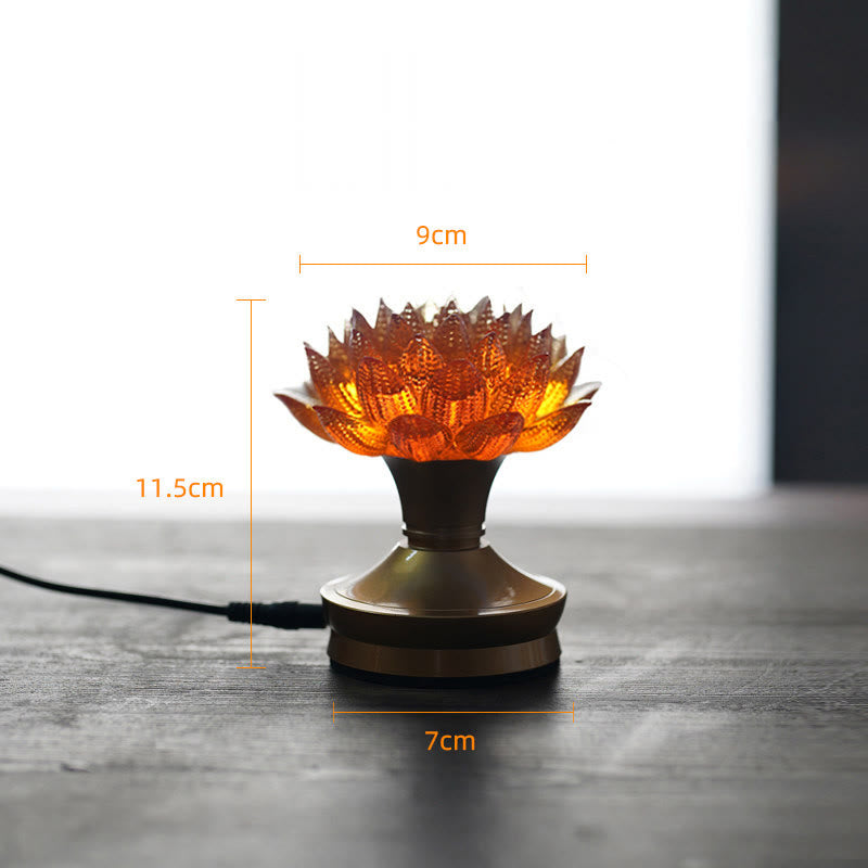 Buddha Stones Lotus Liuli Szkło Miedź Mosiądz Nowy Początek Dekoracja Domu - Podstawa z miedzi i mosiądzu w kolorze pomarańczowego lotosu (9*11,5*7 cm) - Wtyczka - image 32