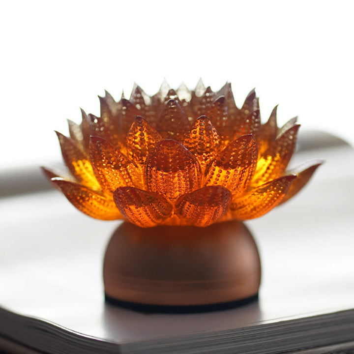 Buddha Stones Lotus Liuli Szkło Miedź Mosiądz Nowy Początek Dekoracja Domu - image 19