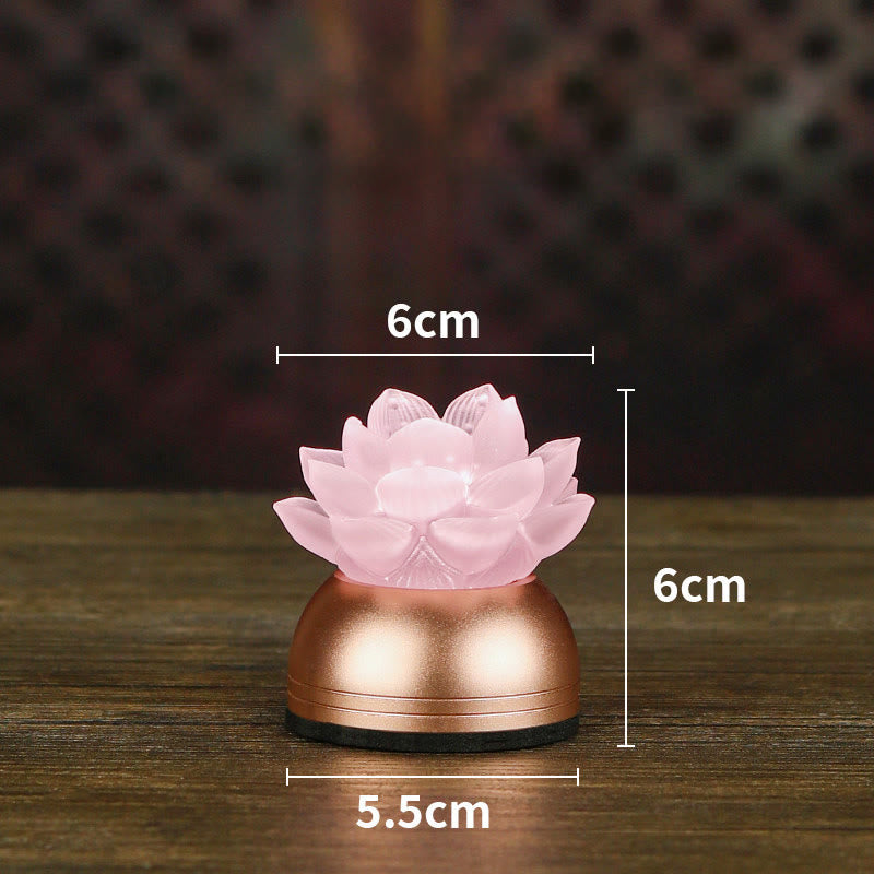 Buddha Stones Dekoracja domu „Nowy początek” – Lotos z miedzi i szkła Liuli - Różowy akumulator (6*6*5,5 cm) - image 18
