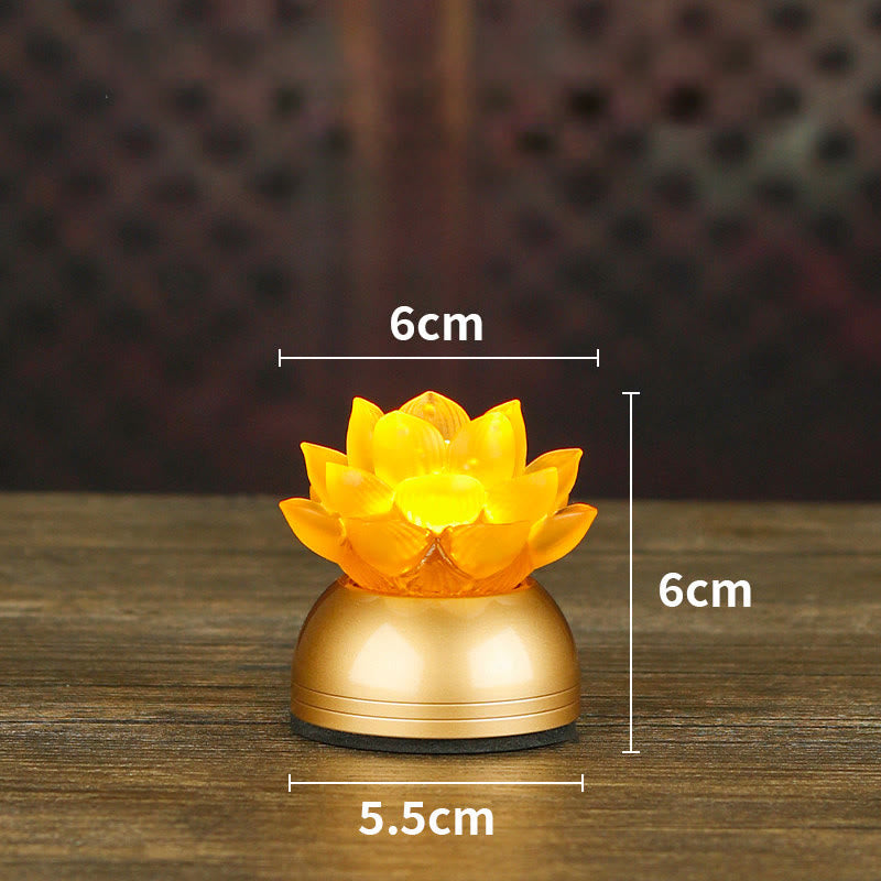 Buddha Stones Dekoracja domu „Nowy początek” – Lotos z miedzi i szkła Liuli - Miedziano-brązowy akumulator (6*6*5,5 cm) - image 21