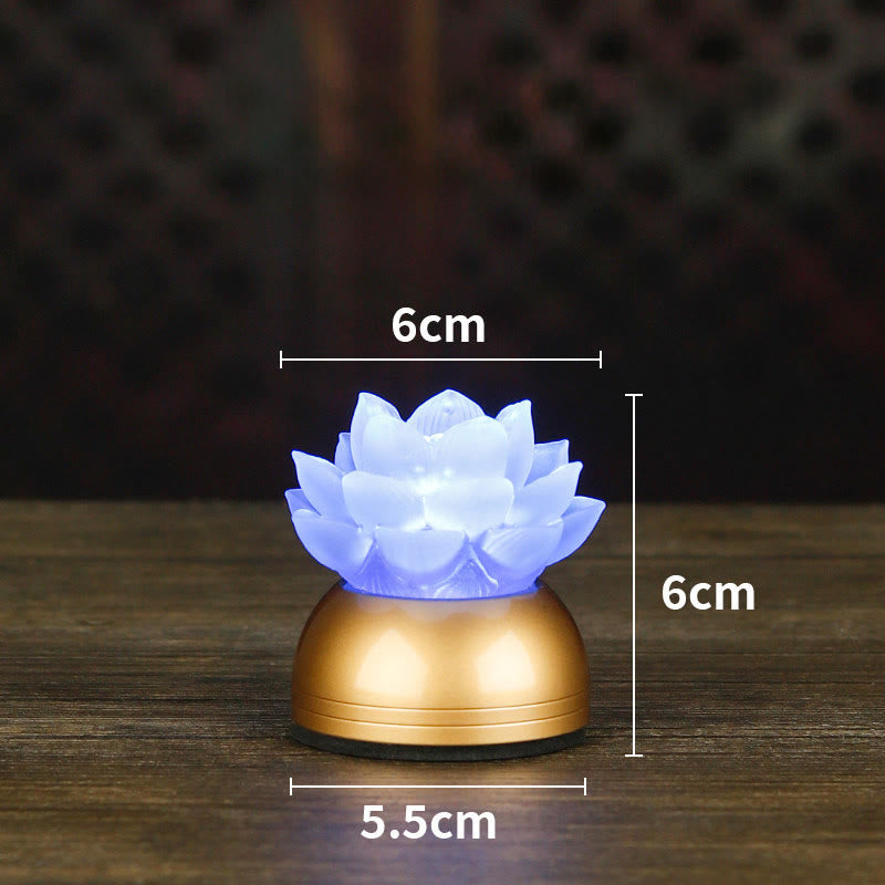 Buddha Stones Dekoracja domu „Nowy początek” – Lotos z miedzi i szkła Liuli - Miedziany chabrowy niebieski akumulator (6*6*5,5 cm) - image 23