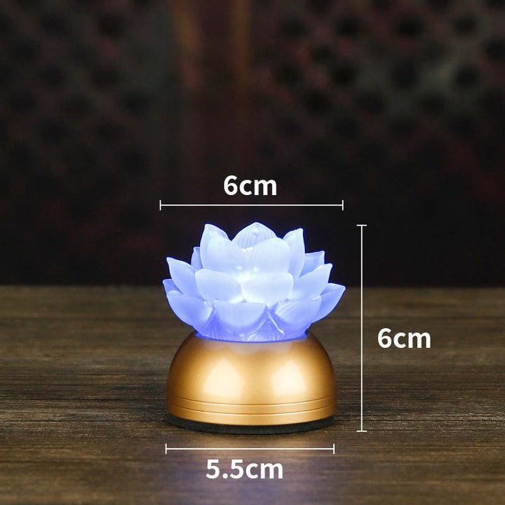 Buddha Stones Dekoracja domu „Nowy początek” – Lotos z miedzi i szkła Liuli - Miedziany chabrowy niebieski akumulator (6*6*5,5 cm) - image 23