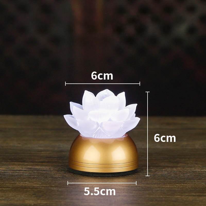 Buddha Stones Dekoracja domu „Nowy początek” – Lotos z miedzi i szkła Liuli - Miedziano-biały akumulator (6*6*5,5 cm) - image 24