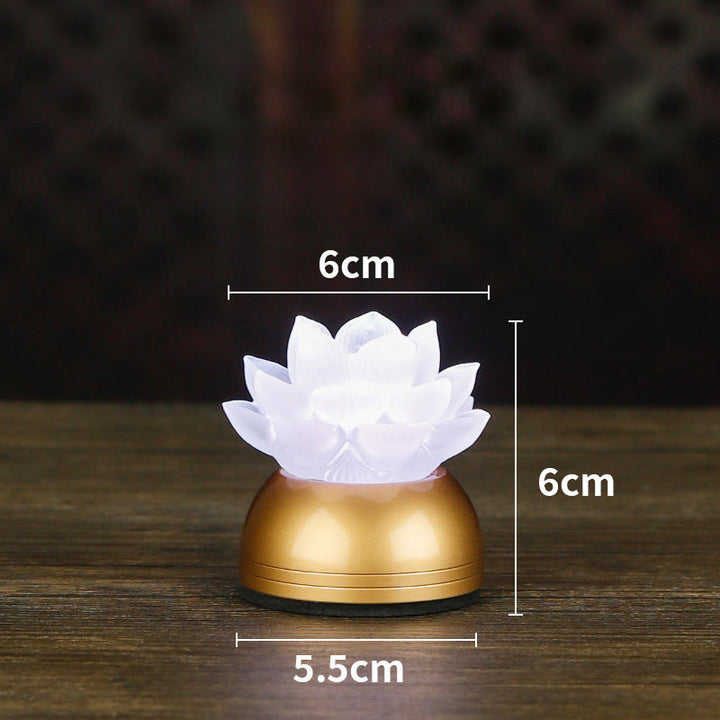 Buddha Stones Dekoracja domu „Nowy początek” – Lotos z miedzi i szkła Liuli - Miedziano-biały akumulator (6*6*5,5 cm) - image 24