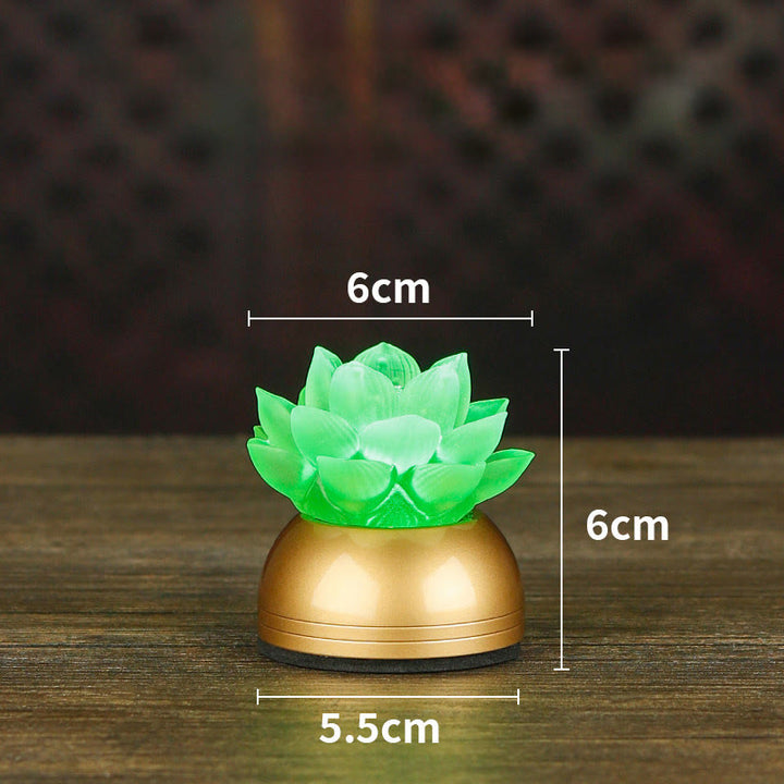 Buddha Stones Dekoracja domu „Nowy początek” – Lotos z miedzi i szkła Liuli - Miedziano-zielony akumulator (6*6*5,5 cm) - image 25