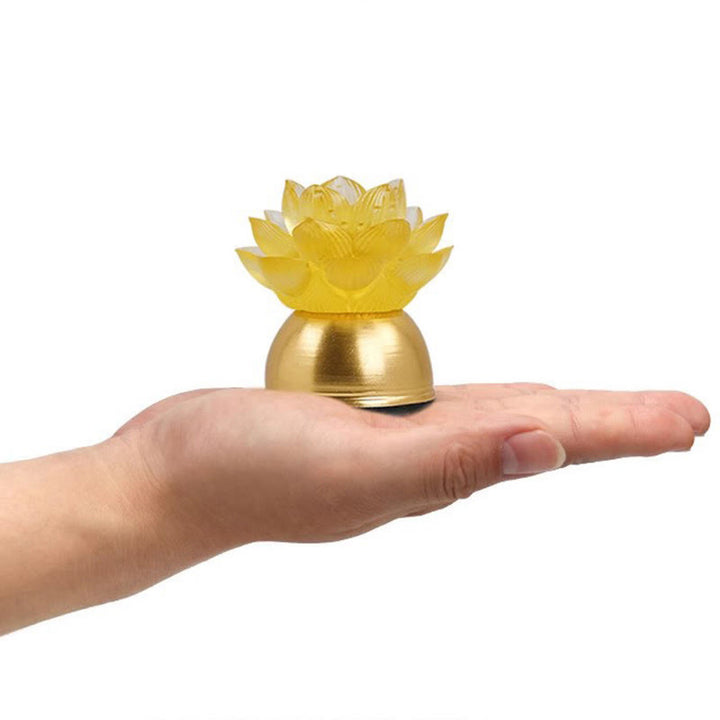 Buddha Stones Dekoracja domu „Nowy początek” – Lotos z miedzi i szkła Liuli - image 11