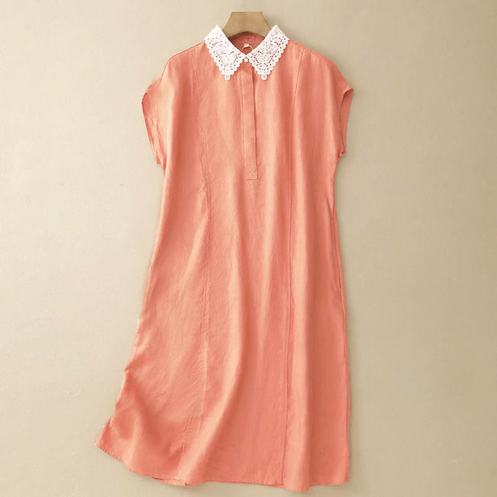 Buddha Stones Letnia sukienka midi z koronki z koronką i bez rękawów, z bawełny i kieszeniami - LightSalmon - US14, UK/AU18, EU46 (2XL) - image 0