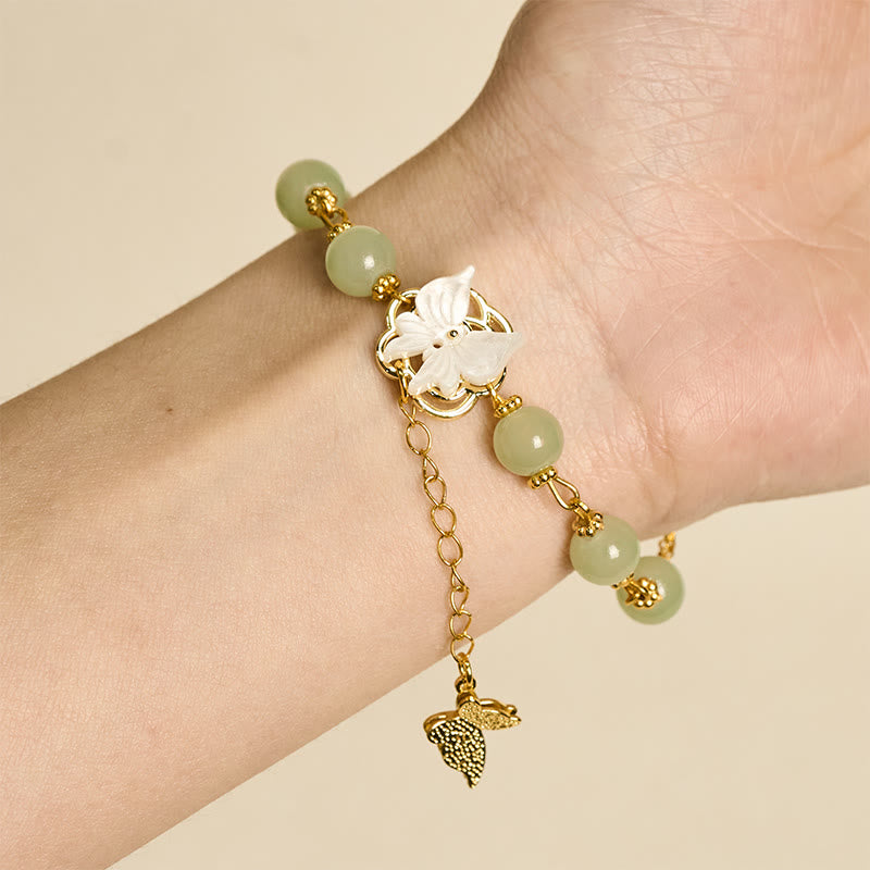 Buddha Stones Bransoletka Liuli Glass Bead Butterfly Blessing Love - Motyl ze szkła Liuli (obwód nadgarstka: 16-17 cm) - image 0