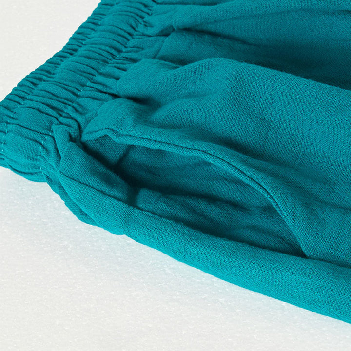 Spodnie damskie z szerokimi nogawkami i kieszeniami w gładkie, boho paski z motywem Buddha Stones - image 2