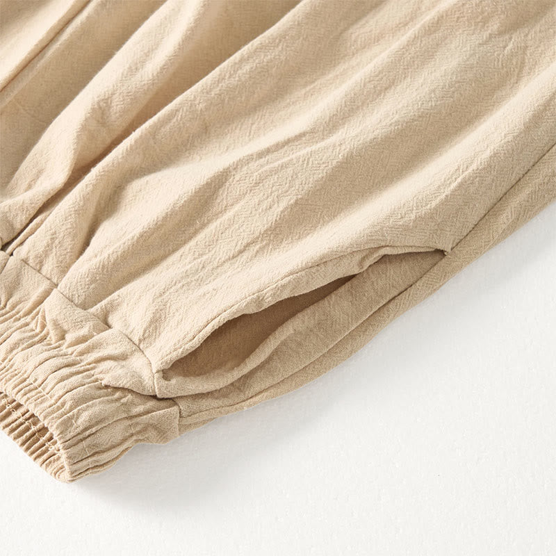 Spodnie damskie z szerokimi nogawkami i kieszeniami w gładkie, boho paski z motywem Buddha Stones - image 7