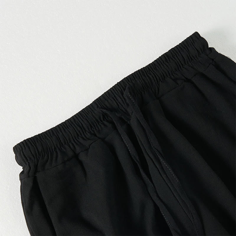 Spodnie damskie z szerokimi nogawkami i kieszeniami w gładkie, boho paski z motywem Buddha Stones - image 11