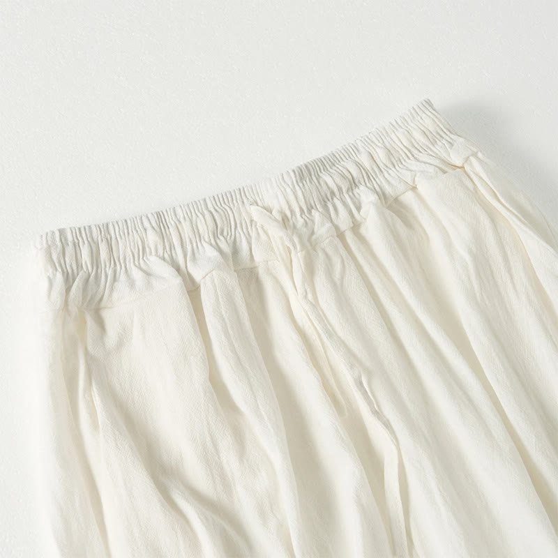 Spodnie damskie z szerokimi nogawkami i kieszeniami w gładkie, boho paski z motywem Buddha Stones - image 16