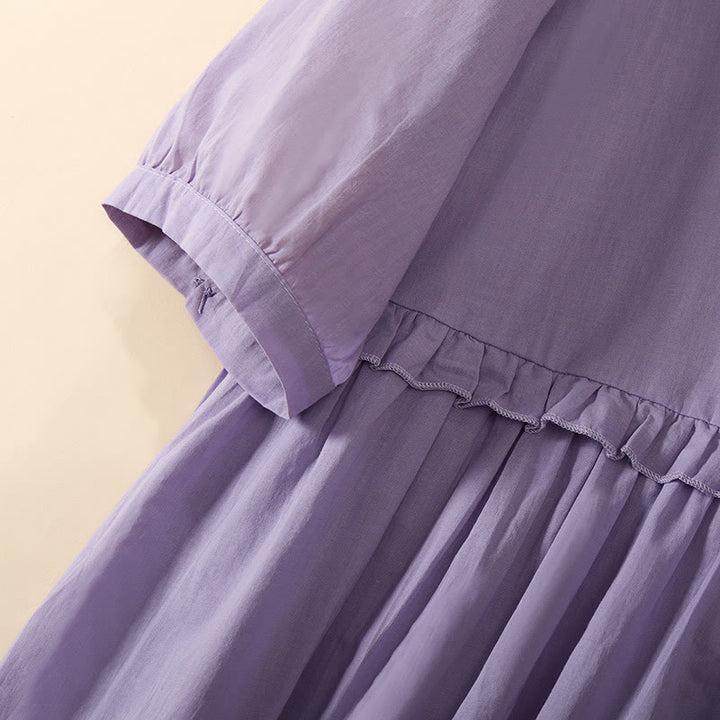 Buddha Stones Letnia, jednokolorowa, damska koszula z krótkim rękawem i dekoltem w serek, zapinana na ozdobne guziki - image 22