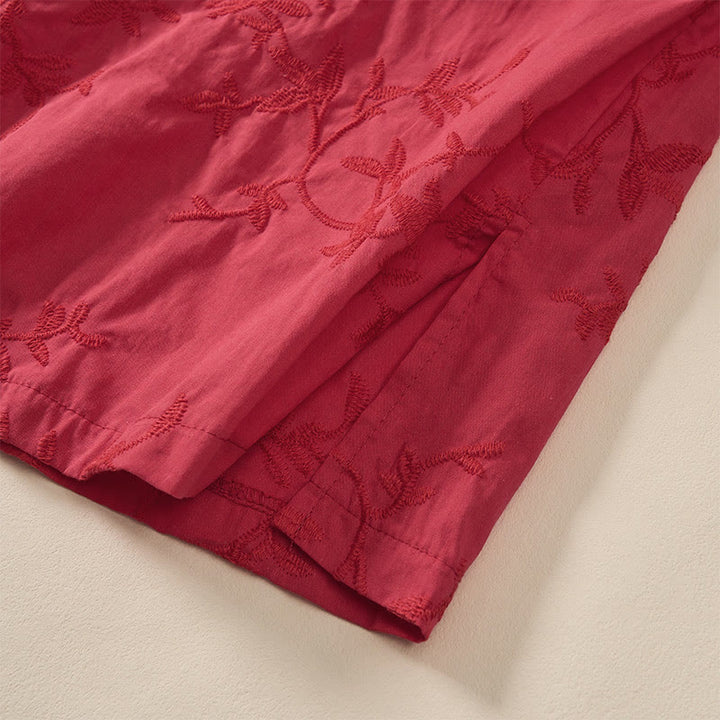 Buddha Stones Koszula damska bawełniana wiosenna z długim rękawem i dekoltem w serek, z wzorem liści - image 22