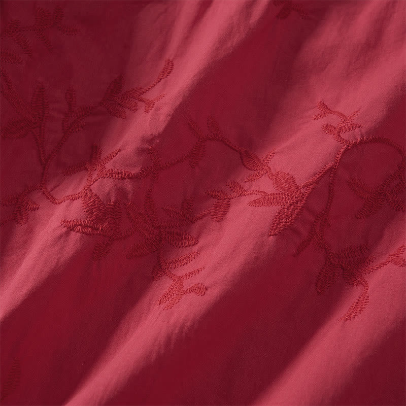 Buddha Stones Koszula damska bawełniana wiosenna z długim rękawem i dekoltem w serek, z wzorem liści - image 21