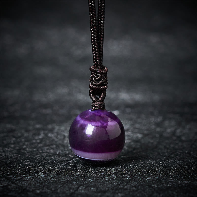Buddha Stones Naszyjnik z ametystem, żółtym agatem, różnokolorowym kryształem agatu i lazurytem, ​​wisiorem z balansem i lapis lazuli - Fioletowy Agat - image 11