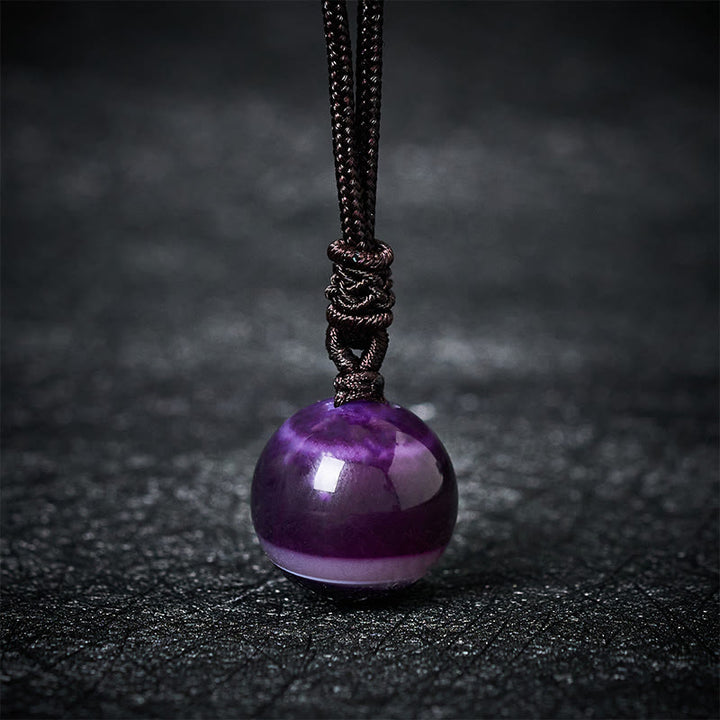 Buddha Stones Naszyjnik z ametystem, żółtym agatem, różnokolorowym kryształem agatu i lazurytem, ​​wisiorem z balansem i lapis lazuli - Fioletowy Agat - image 11