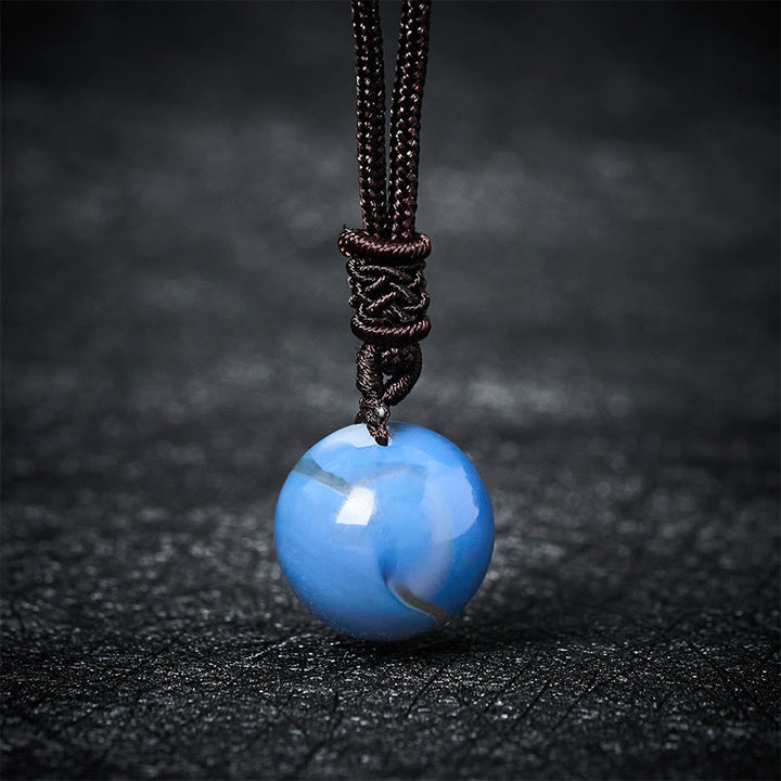 Buddha Stones Naszyjnik z ametystem, żółtym agatem, różnokolorowym kryształem agatu i lazurytem, ​​wisiorem z balansem i lapis lazuli - Agat niebieski - image 15