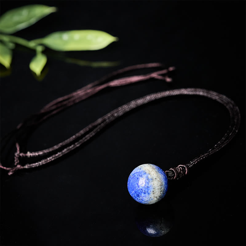 Buddha Stones Naszyjnik z ametystem, żółtym agatem, różnokolorowym kryształem agatu i lazurytem, ​​wisiorem z balansem i lapis lazuli - image 25
