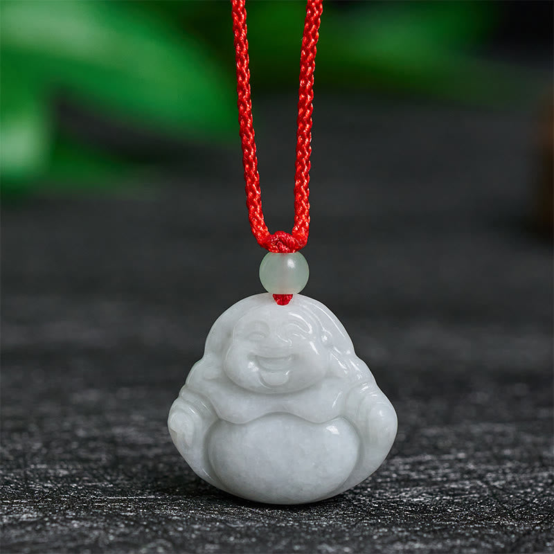 Naszyjnik z jadeitu z Buddha Stones, śmiejący się Budda, symbol dobrobytu - Nefrytowy Śmiejący się Budda - image 0
