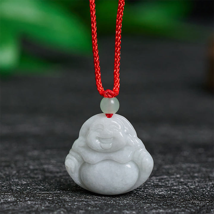Naszyjnik z jadeitu z Buddha Stones, śmiejący się Budda, symbol dobrobytu - Nefrytowy Śmiejący się Budda - image 0