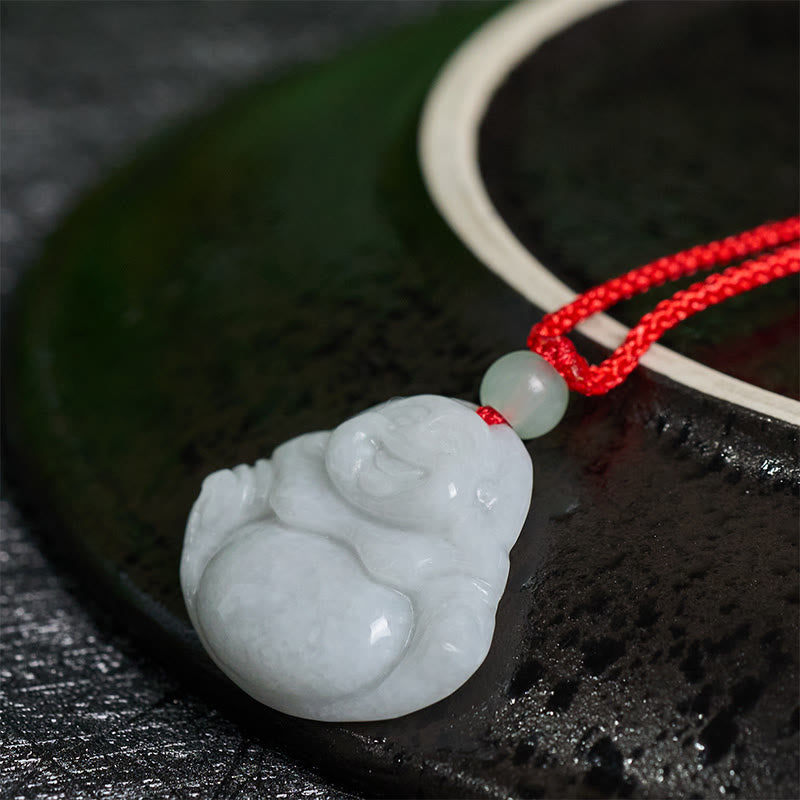 Naszyjnik z jadeitu z Buddha Stones, śmiejący się Budda, symbol dobrobytu - image 2
