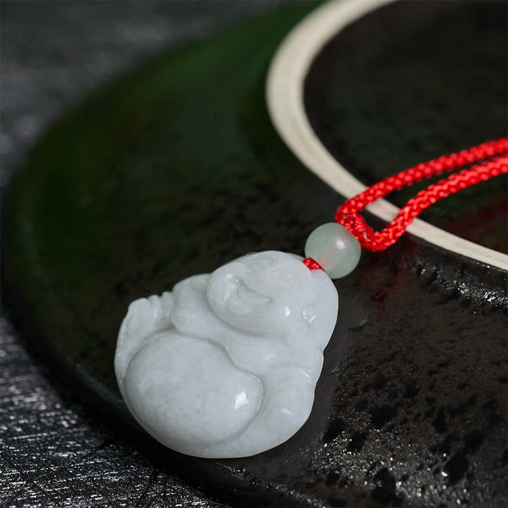 Naszyjnik z jadeitu z Buddha Stones, śmiejący się Budda, symbol dobrobytu - image 2