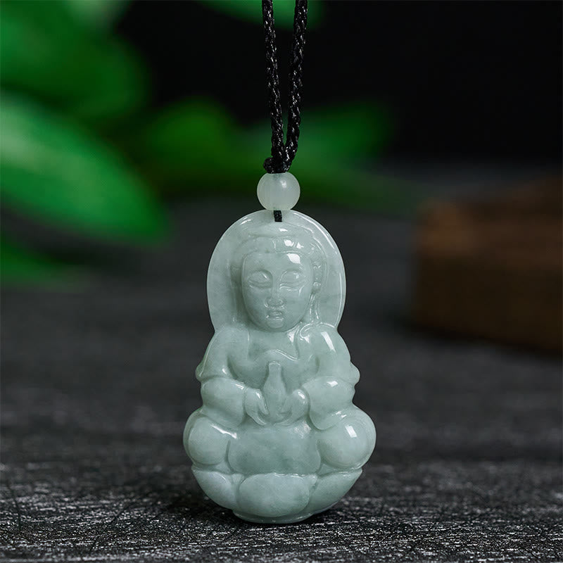 Buddha Stones Naszyjnik harmonii Jade Kwan Yin Avalokitesvara - Jadeit Awalokiteśwara - image 0