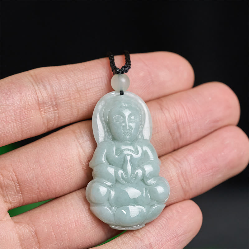 Buddha Stones Naszyjnik harmonii Jade Kwan Yin Avalokitesvara - image 3