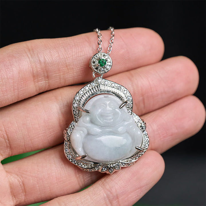 Buddha Stones Naszyjnik z jadeitu z wisiorkiem "Śmiejący się Budda" - image 3