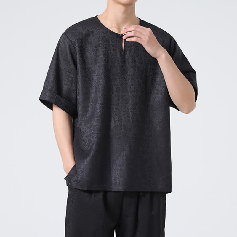 Buddha Stones Letnia męska koszulka z krótkim rękawem w stylu retro z trzaskiem i wzorem chmur - image 31