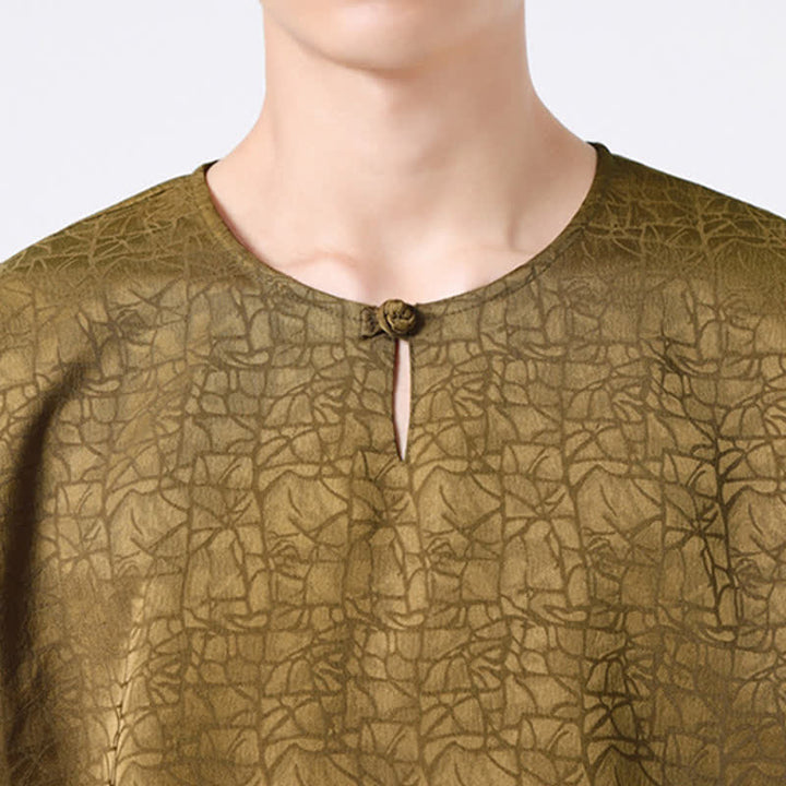 Buddha Stones Letnia męska koszulka z krótkim rękawem w stylu retro z trzaskiem i wzorem chmur - image 9