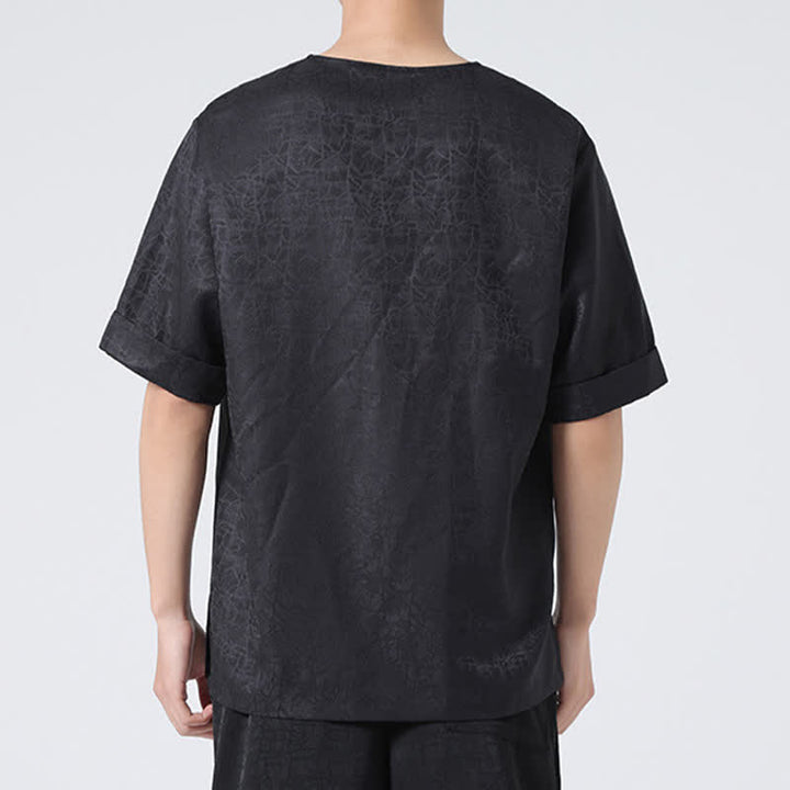 Buddha Stones Letnia męska koszulka z krótkim rękawem w stylu retro z trzaskiem i wzorem chmur - image 27