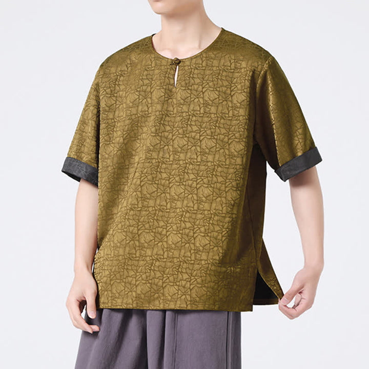 Buddha Stones Letnia męska koszulka z krótkim rękawem w stylu retro z trzaskiem i wzorem chmur - image 3