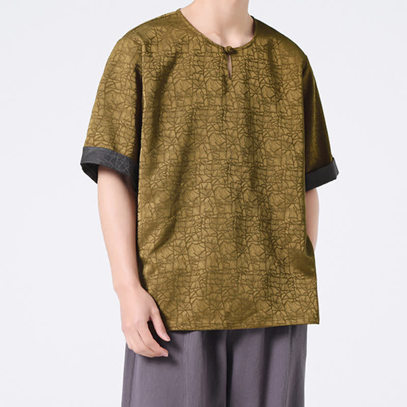 Buddha Stones Letnia męska koszulka z krótkim rękawem w stylu retro z trzaskiem i wzorem chmur - image 7