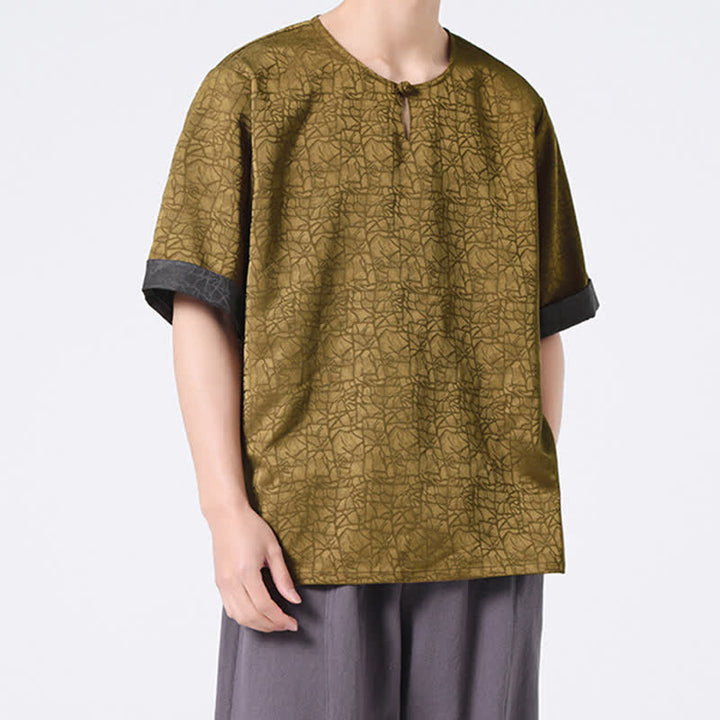 Buddha Stones Letnia męska koszulka z krótkim rękawem w stylu retro z trzaskiem i wzorem chmur - image 7