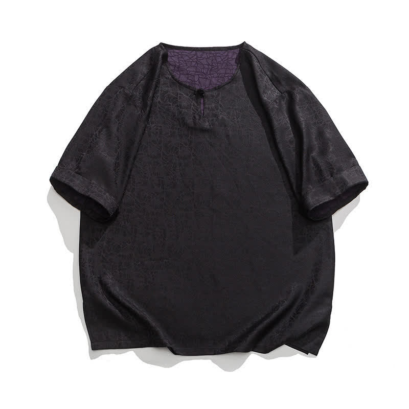 Buddha Stones Letnia męska koszulka z krótkim rękawem w stylu retro z trzaskiem i wzorem chmur - Czarny - US/UK/AU46， EU56 (5XL) - image 33