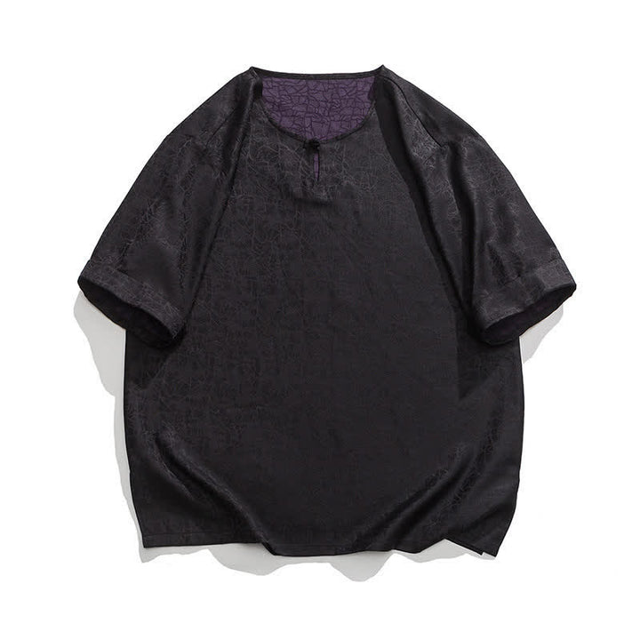 Buddha Stones Letnia męska koszulka z krótkim rękawem w stylu retro z trzaskiem i wzorem chmur - Czarny - US/UK/AU46， EU56 (5XL) - image 33