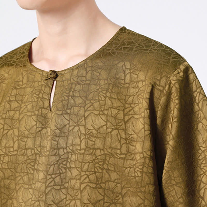 Buddha Stones Letnia męska koszulka z krótkim rękawem w stylu retro z trzaskiem i wzorem chmur - image 10