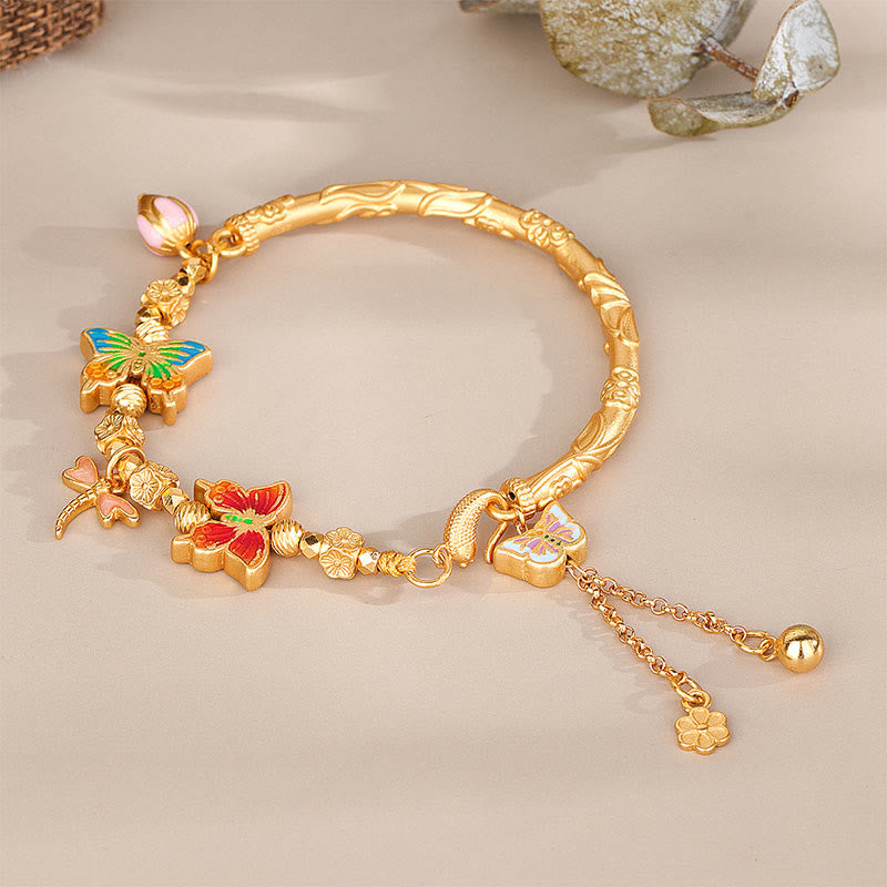 Buddha Stones Bransoletka ochronna z motylem i kwiatem ze srebra próby 925 - image 2