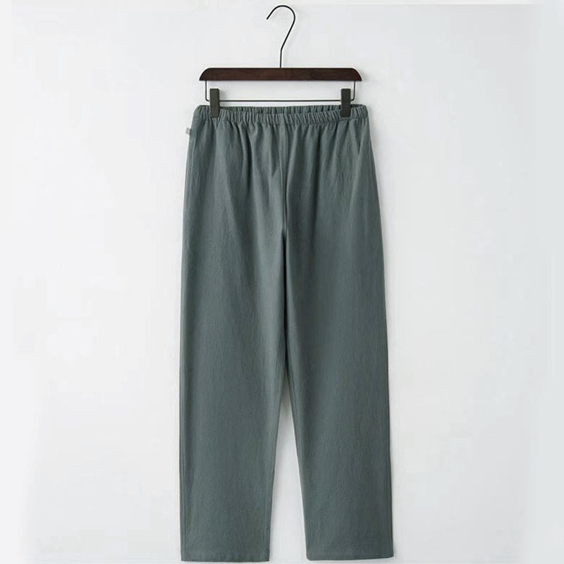 Buddha Stones, 2-częściowy strój Tang, tradycyjny mundur z żabą i guzikami, koszula z długim rękawem i spodnie, męski zestaw - image 9