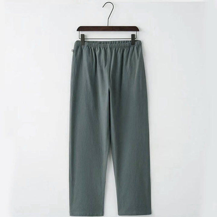 Buddha Stones, 2-częściowy strój Tang, tradycyjny mundur z żabą i guzikami, koszula z długim rękawem i spodnie, męski zestaw - image 9